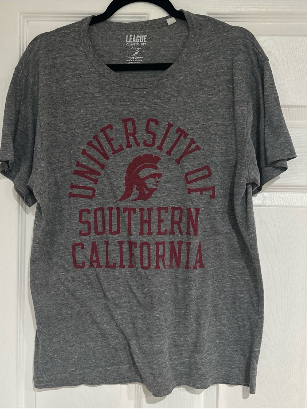 University of Southern California Gray Tee with Cardinal Print